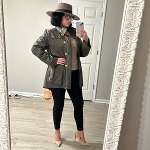 Military green rain jacket